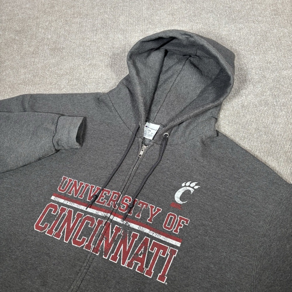 Cincinnati Bearcats Hoodie Sweatshirt Men 2XL Full Zip Gray Fleece Logo Champion